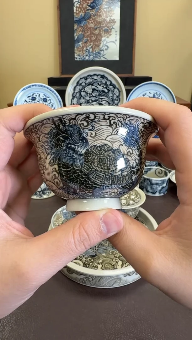 二号釉龙龟纹压手杯