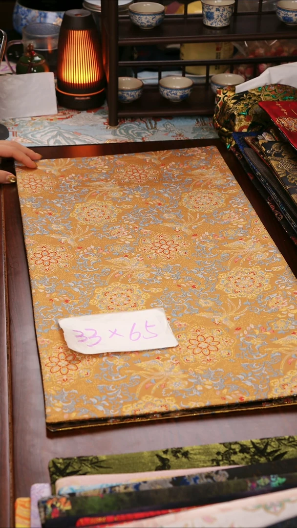 【双凤宝相花双面】中国风干泡织锦茶席33*65