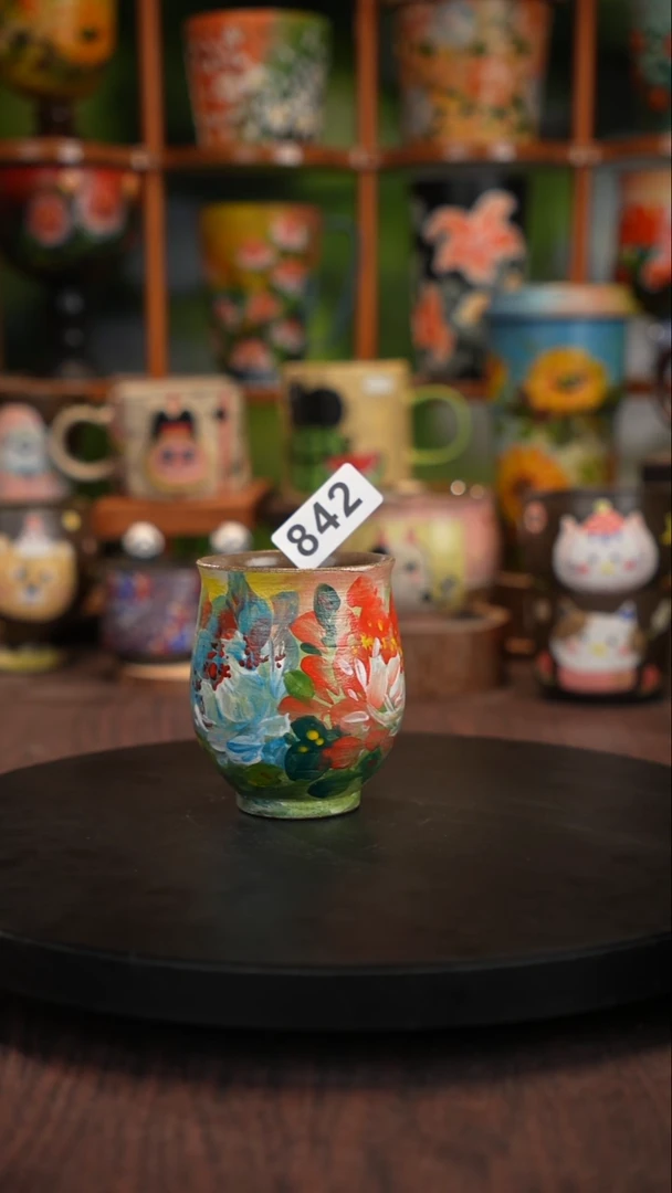 釉下手绘陶瓷紫砂杯