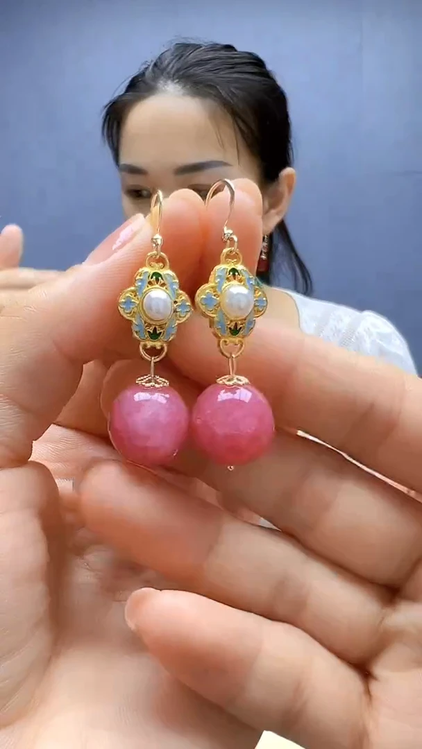 菱锰矿（红纹石）14K金镶嵌颈饰随昔diy颈饰