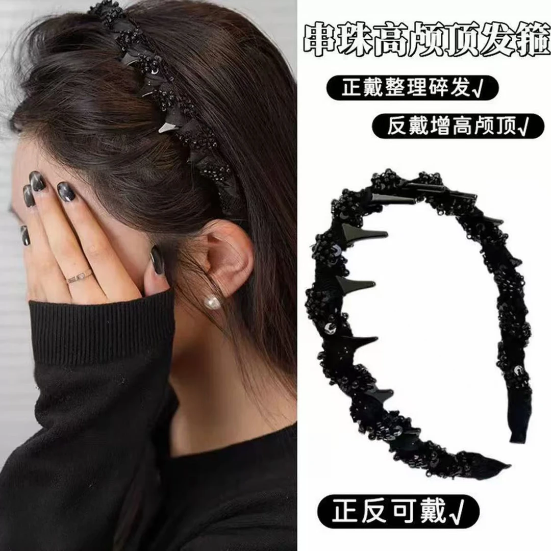 新款2025路易斯繁星发箍 轻奢气质小香风手工串珠发箍 正反两戴