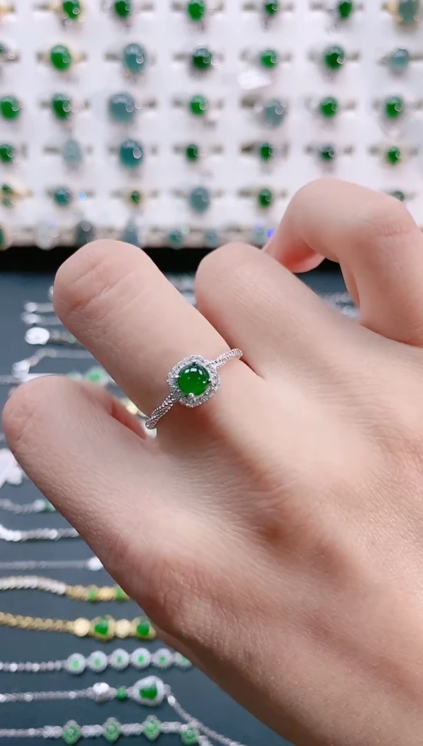 【闪购商品】翡翠戒指银S925镶嵌天然翡翠