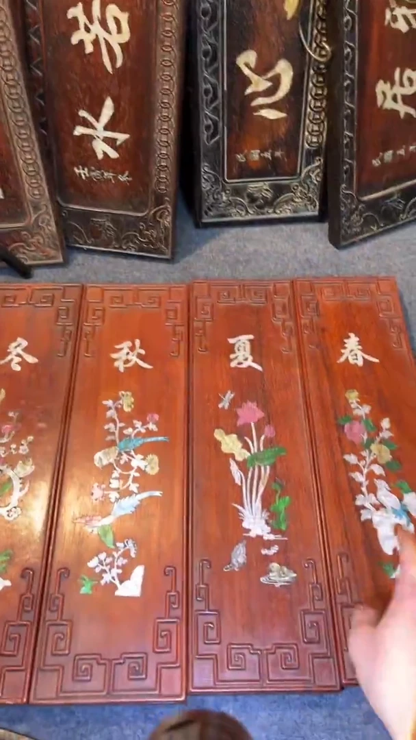 【闪购商品】非洲紫檀（红花梨）50x58cm四条屏