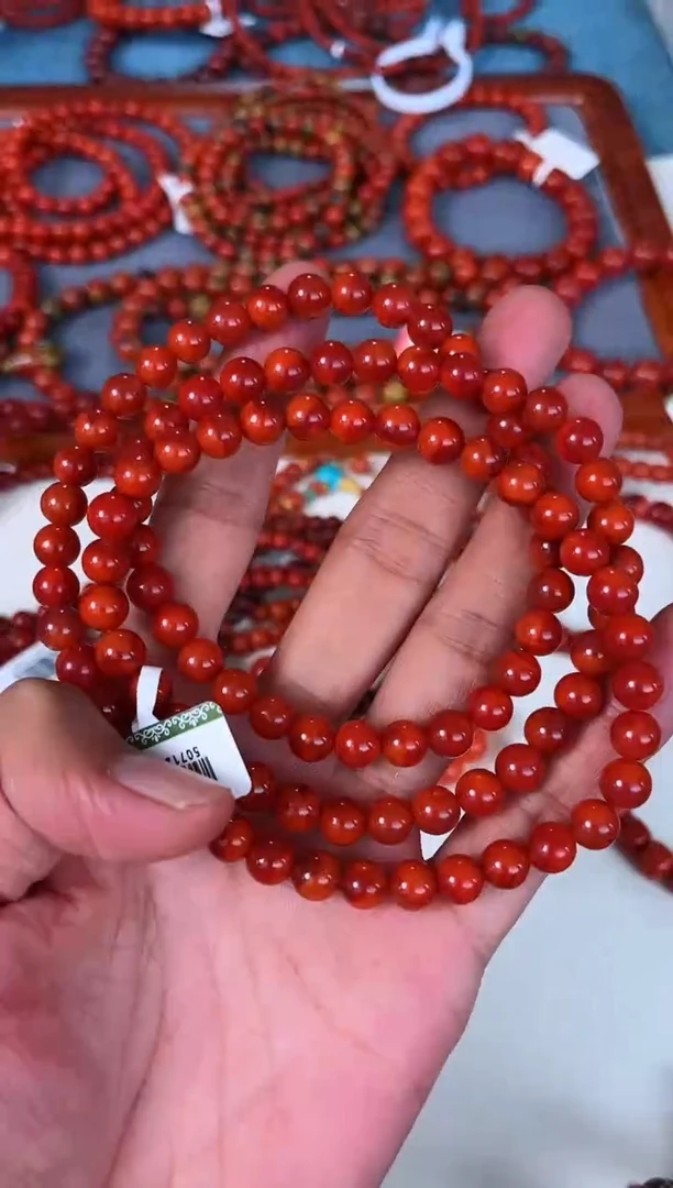 手串未镶嵌南红玛瑙7mm瓦西双锦红多圈A30
