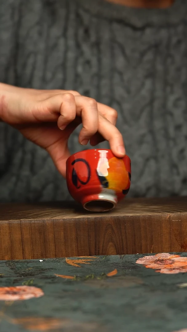 杯釉下彩手工手绘同款陶器