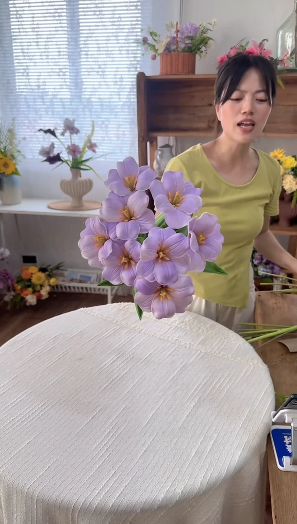 8支紫色手感开口郁金香~