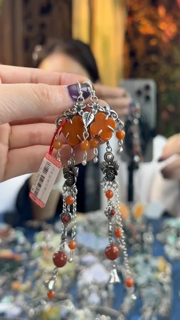 银S925镶嵌翡翠耳饰耳坠