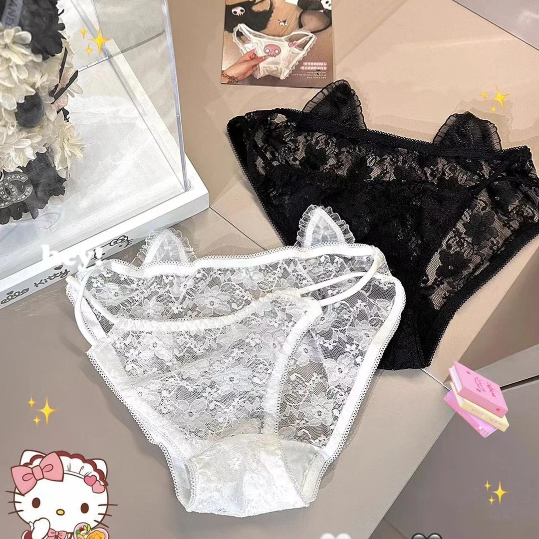 【性感兔耳蕾丝内裤】兔喵可爱纯欲透气舒适薄网纱内裤-AB-331