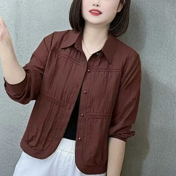 2025时尚百搭衬衫外套两穿洋气显瘦休闲宽松气质长袖高端673简约