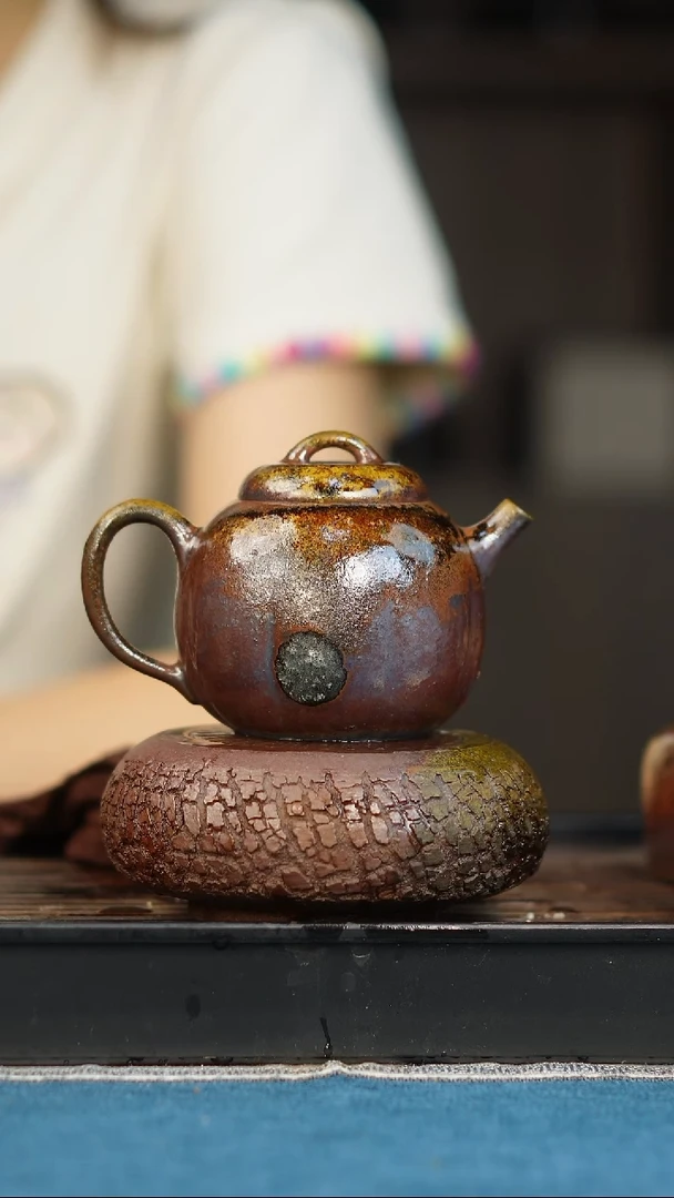 茶壶紫砂柴烧紫砂天青海棠