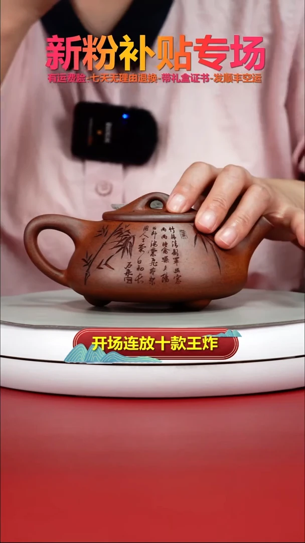 茶壶紫砂蒋静明天星泥松竹景舟石瓢300CC