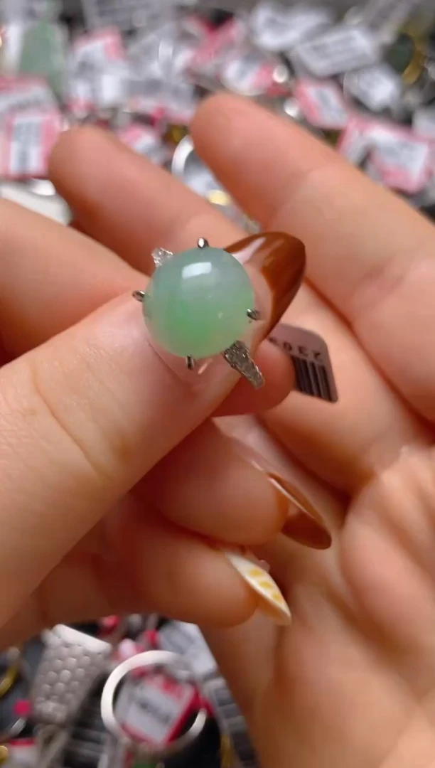 银S925镶嵌戒指翡翠百内无证书