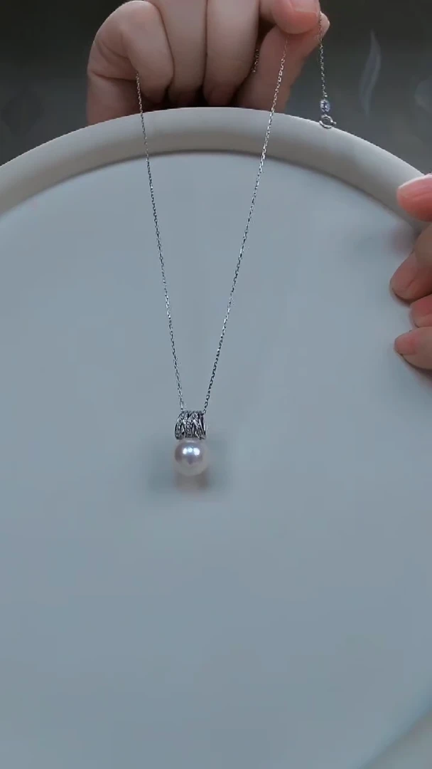 淡水珍珠银S925镶嵌颈饰爱迪生M吊坠项链