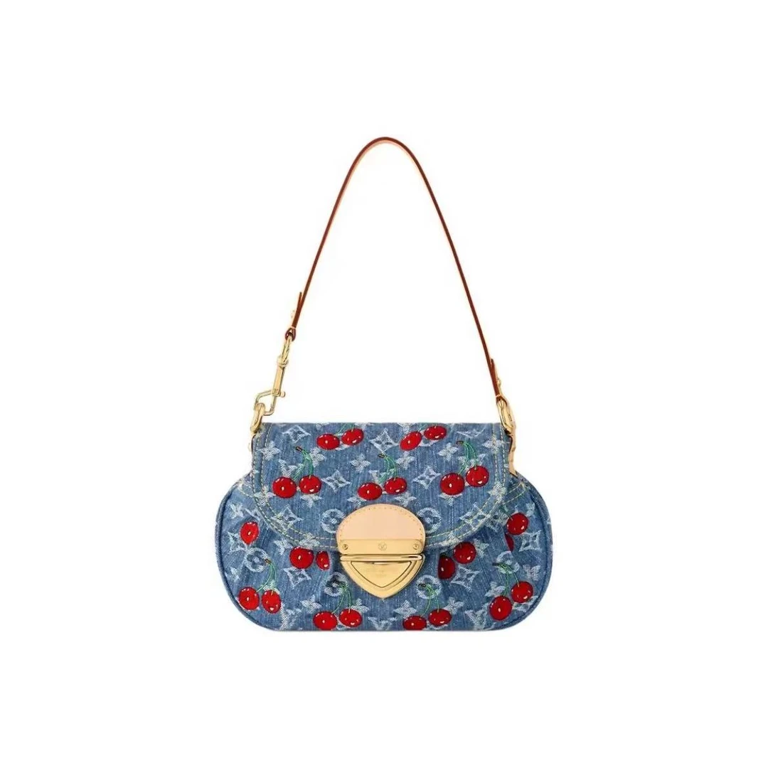未使用 LouisVuitton/路易威登 珊专属 丹宁老花 单肩包 牛仔布