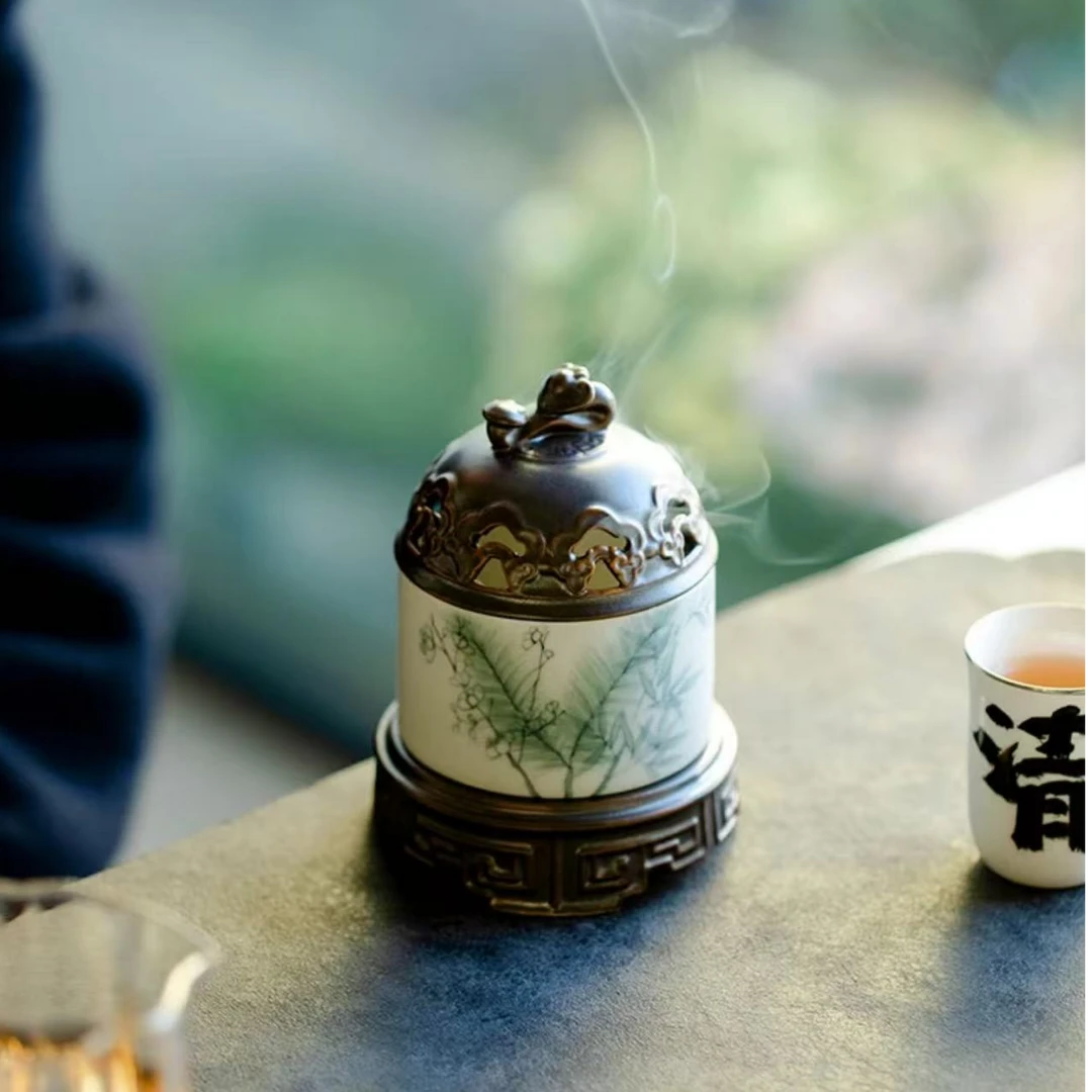 【柒月】纯手绘梅竹松如意香炉