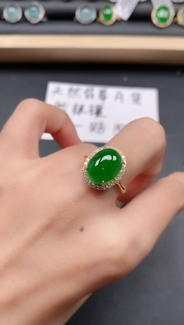 翡翠戒指银S925镶嵌1111