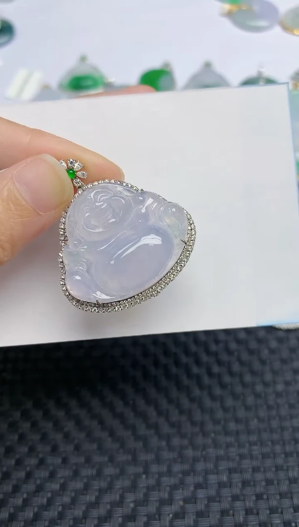 翡翠18K金镶嵌颈饰天然缅甸A货翡翠百元以上9元证书费自理