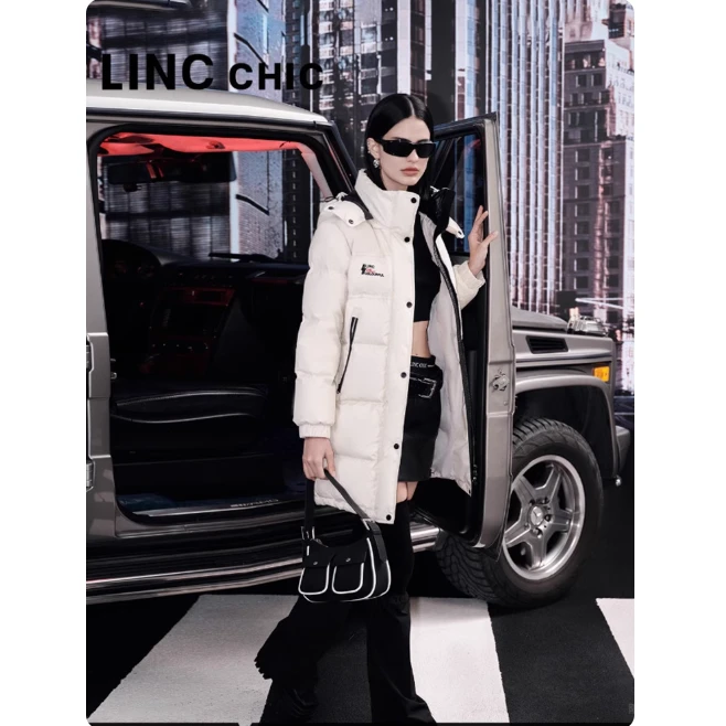 反季热卖LINC金羽杰都市机能功能防雨雪中长款羽绒服女Y23603218