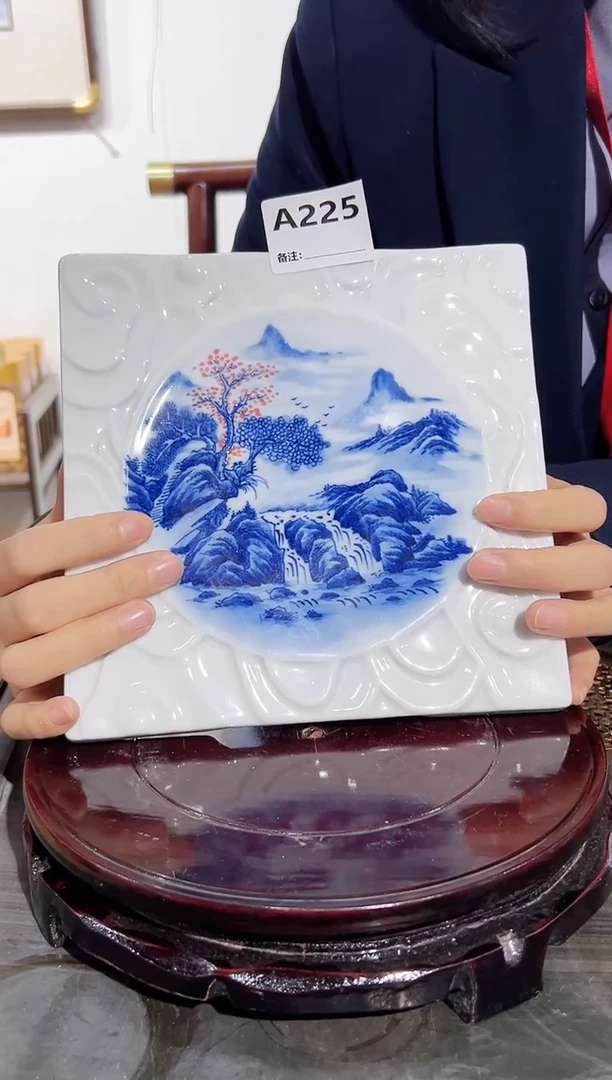 【闪购商品】壶承青花加彩山水壶承225