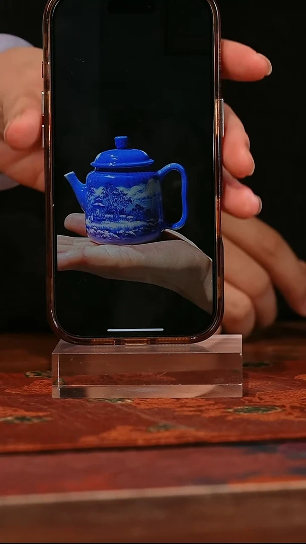 瓷姑娘-小桥窑青花雪景湖心亭画片-壶