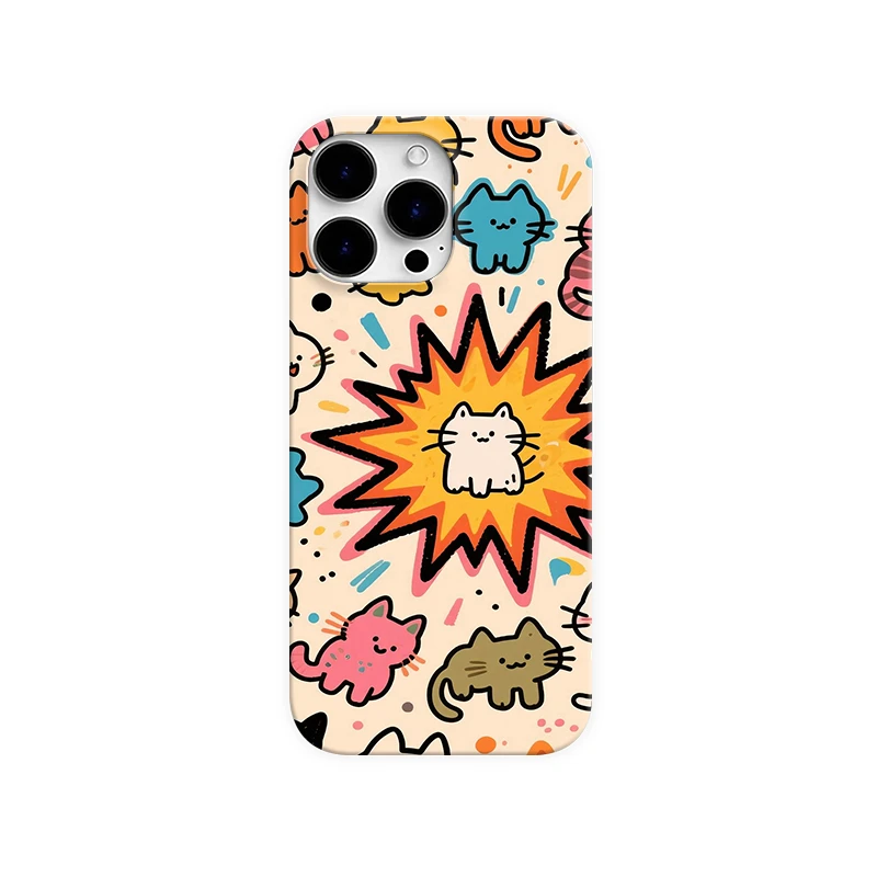 彩色猫咪4.0~手机壳适用于苹果16pm卡通15plus小众13涂鸦11xr可爱