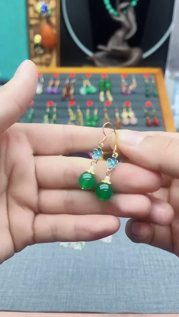 【闪购商品】玛瑙/玉髓耳钉银S925镶嵌527000