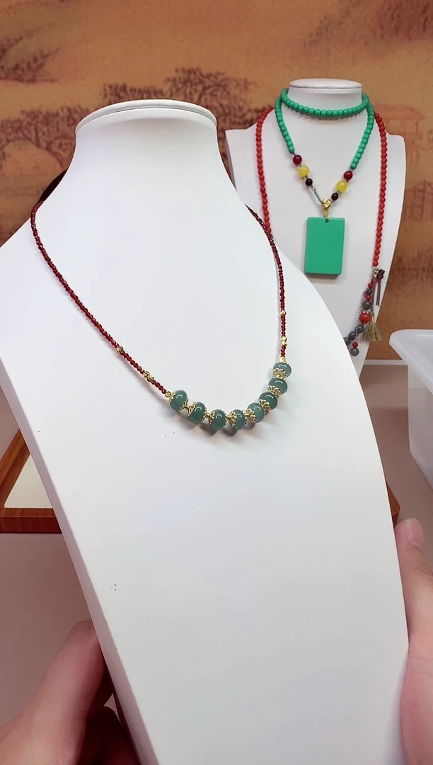 翡翠14K金镶嵌颈饰XXX45