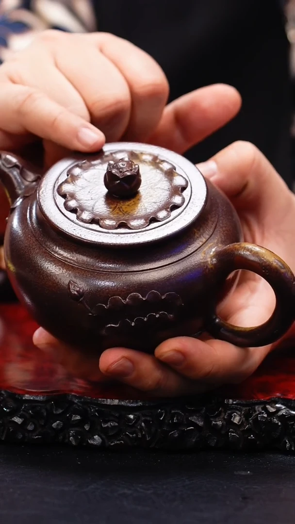【闪购商品】紫砂茶壶68 荷叶莲心,SJJ,大红袍柴烧