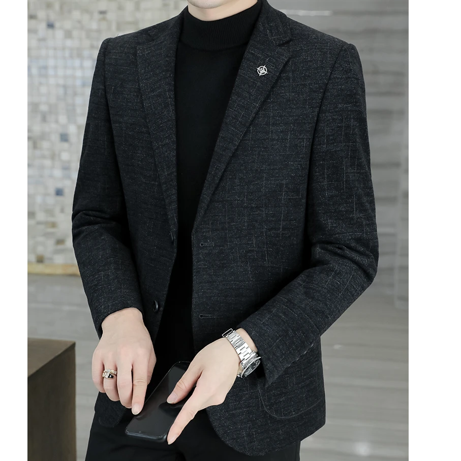 玛加西曼特男士西服外套毛呢男装春秋新款免烫商务休闲西装潮流