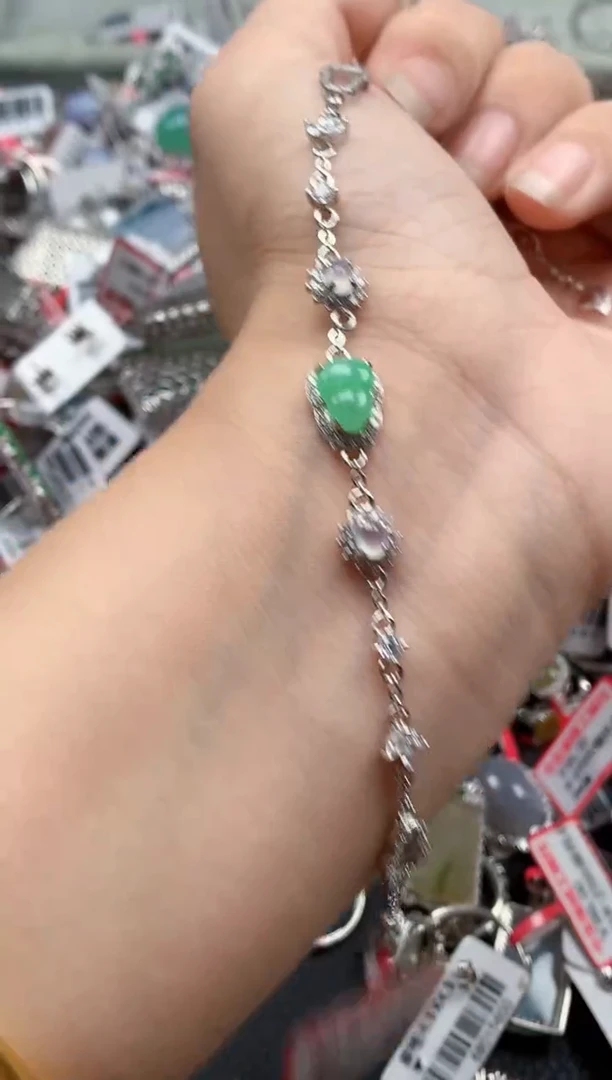 银S925镶嵌戒指翡翠天然A货缅甸翡翠