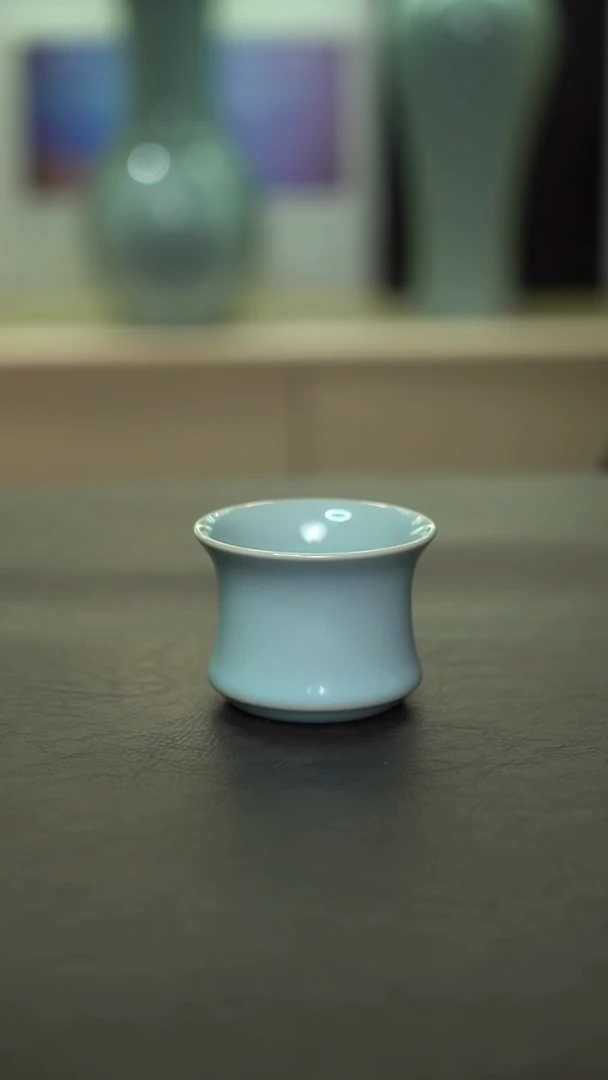 杯子瓷天青束腰杯