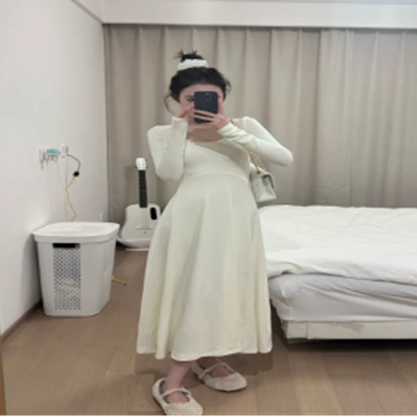 莲的百万 连衣裙显瘦长裙收腰裙子气质长袖