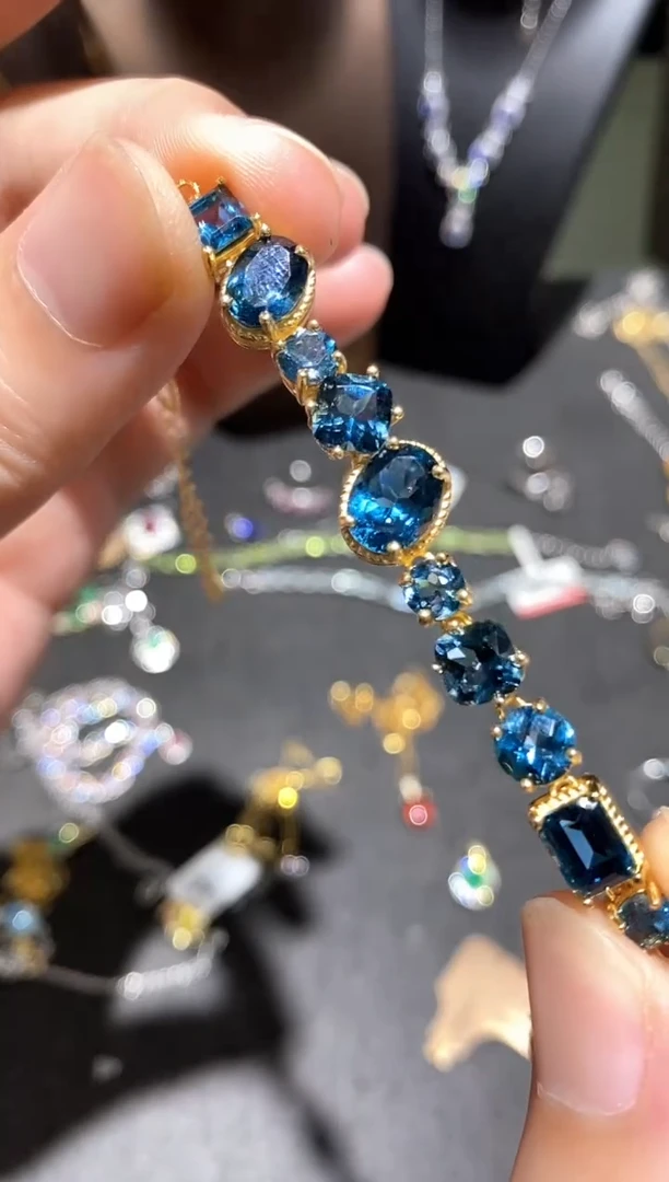 银S925镶嵌托帕石手链手链