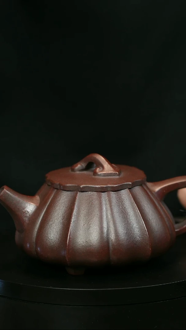 茶壶紫砂?****?H1391紫泥筋纹石瓢