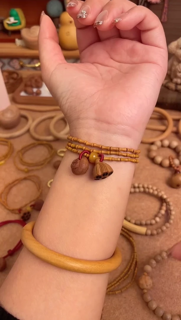 手串桃核三圈竹节手串一物一拍