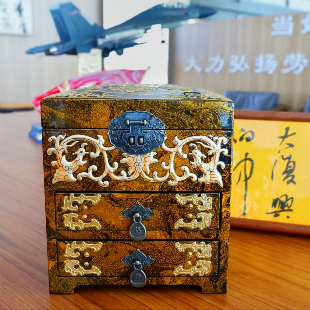 非遗平遥推光漆器 堆鼓彩绘首饰柜