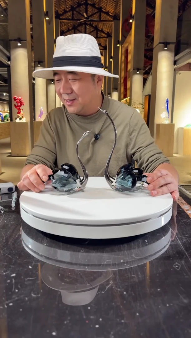 摆件CS0103050墨兰水晶天鹅一对