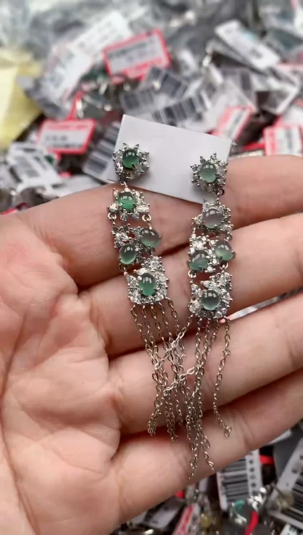 银S925镶嵌戒指翡翠天然A货缅甸翡翠