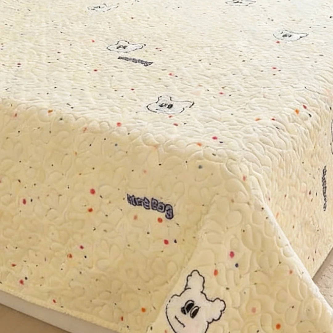 2*2.3白色小狗绒床盖炕盖