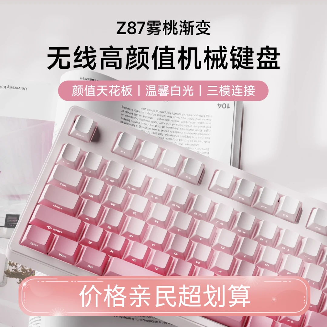 前行者Z87樱桃cherry轴机械键盘鼠标无线蓝牙三模女生办公高颜值