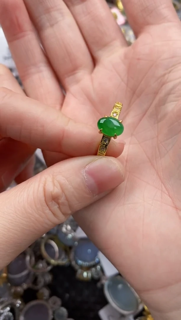 银S925镶嵌戒指翡翠222----10