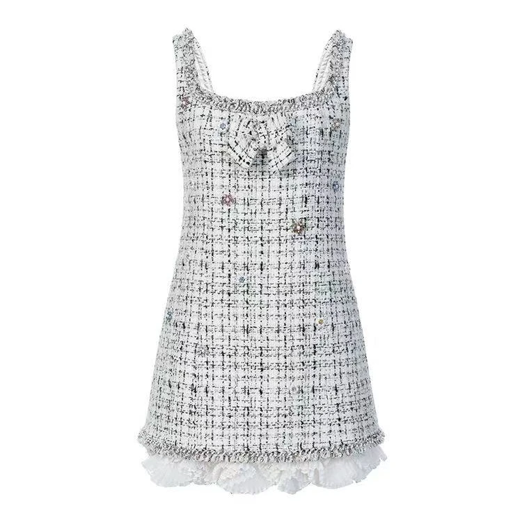 拉飞姆2025春 钉珠粗花呢连衣裙LF25C00SO346