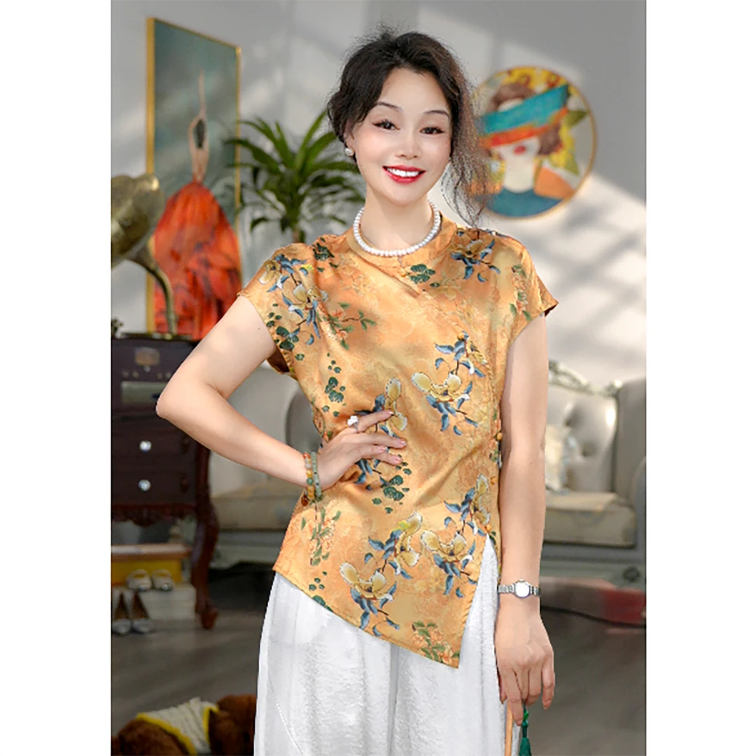 无印心匠A808-1 宽松印花夏季新中式小衫女k1966