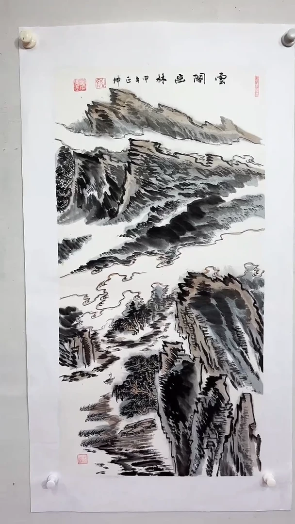 国画云嶺幽阁/3尺托底/谭正坤