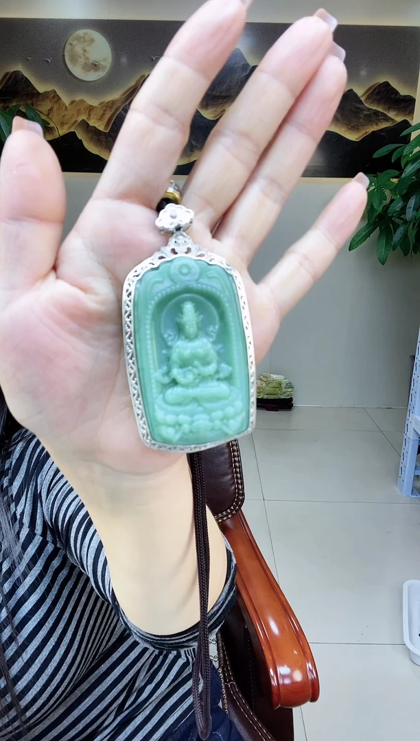 银S925镶嵌和田玉（碧玉）珠宝奇石少****菜多样性随机发一