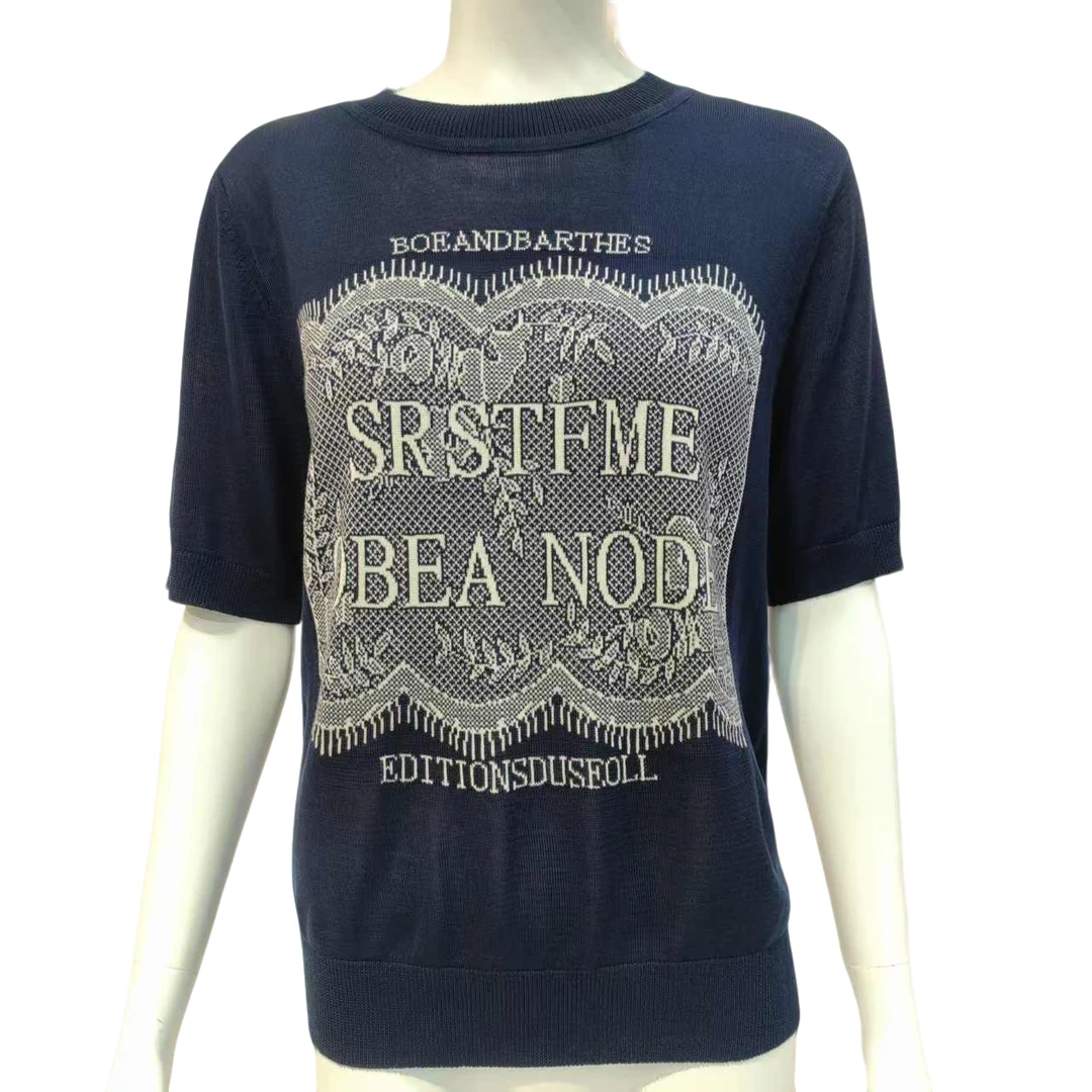 AQY 00216夏季新款宽松显瘦圆领短袖针织衫