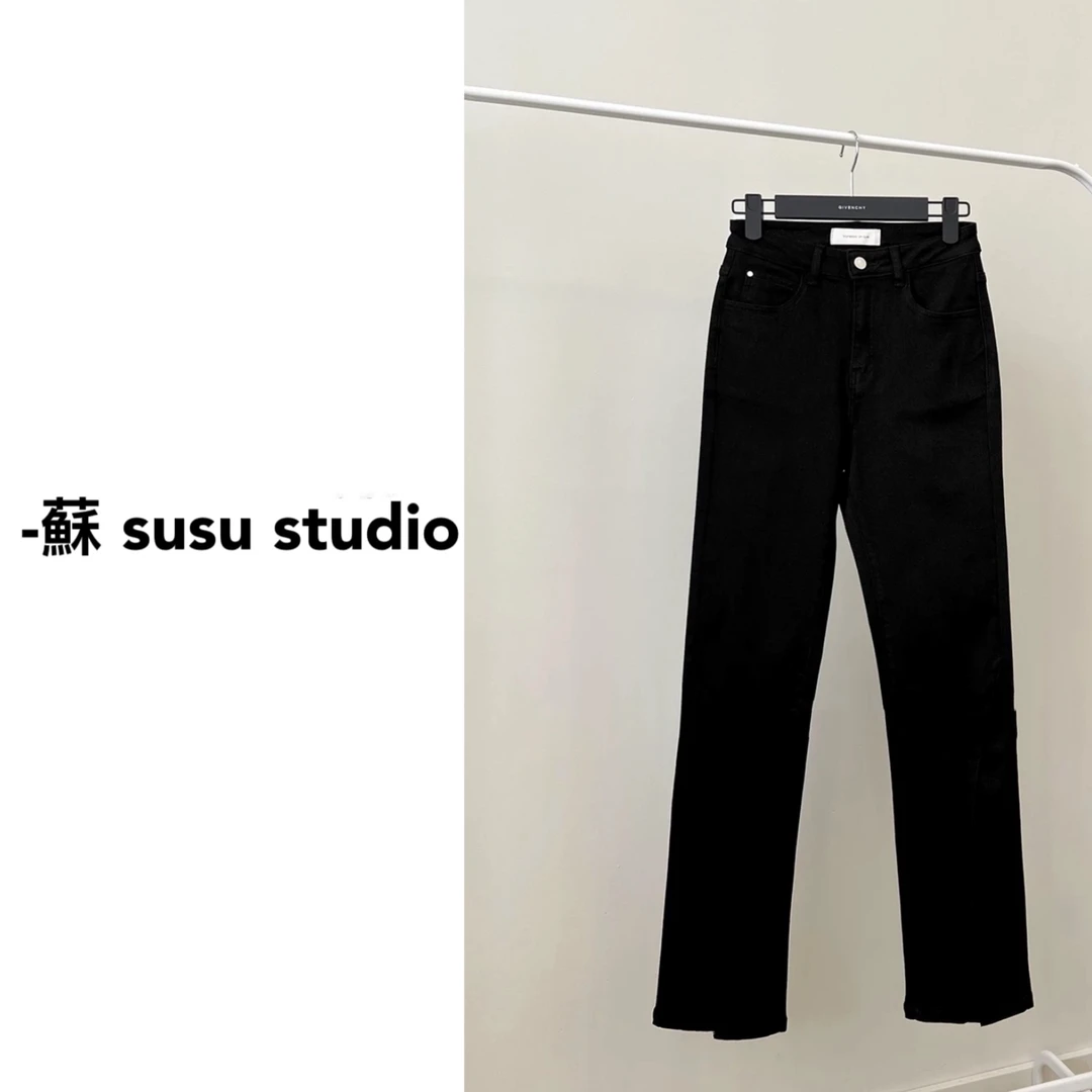 黑色牛仔裤女高腰春夏款2025年新款九分直筒烟管裤显高裤子2