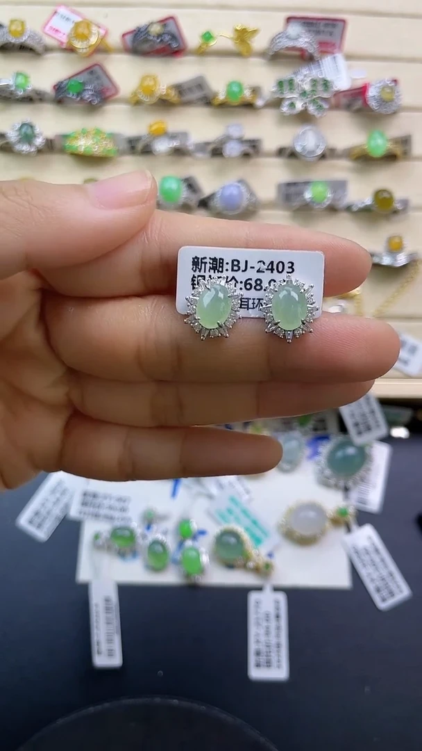 银S925镶嵌戒指翡翠翡翠 蛋面 银S925镶嵌