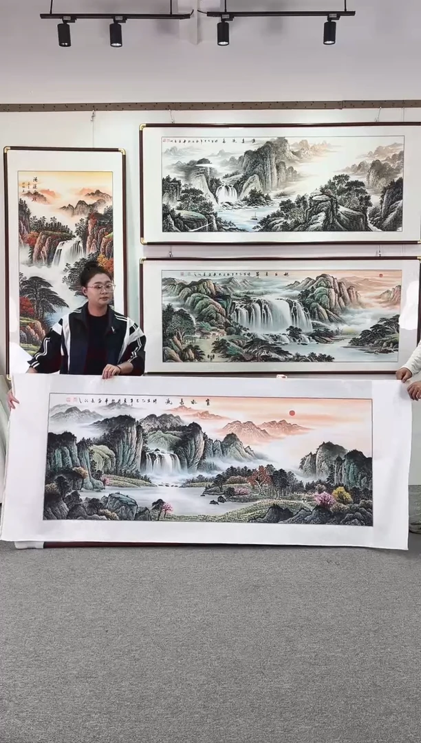 国画纯手绘238x108富水长流