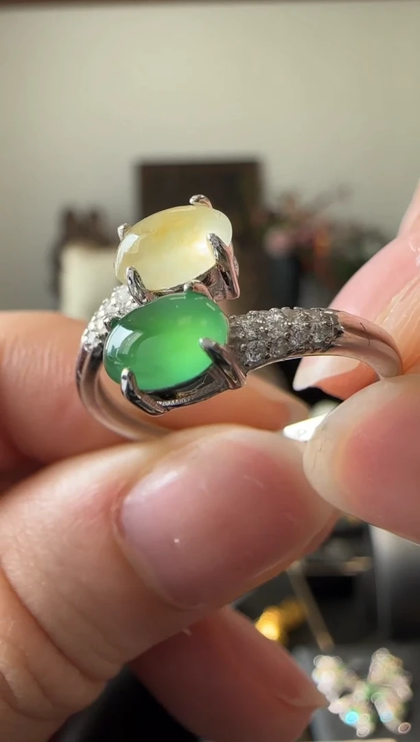 【闪购商品】翡翠戒指银S925镶嵌缅料